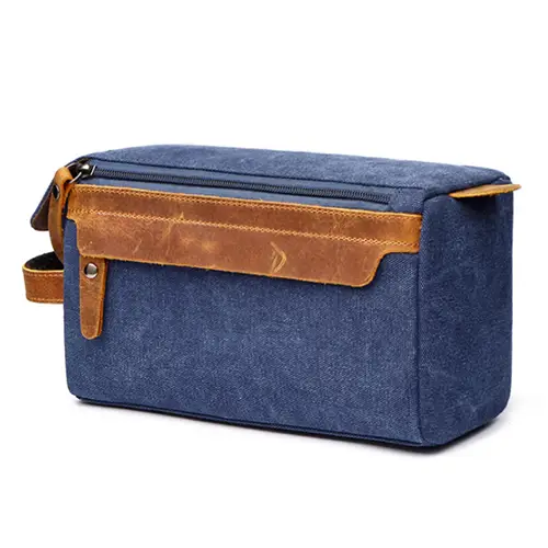 Men’s Canvas and Leather Toiletry Bag – Durable, Stylish Travel Organizer for Grooming Essentials